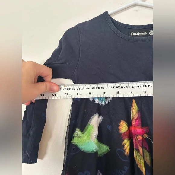 Desigual Kids' Navy Dress Hummingbird Size 3/4 - Picture 6 of 9